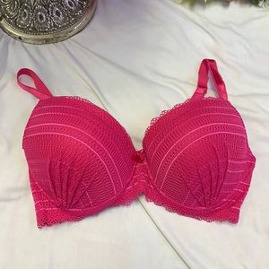 Black Bow Bright Pink Padded Bra